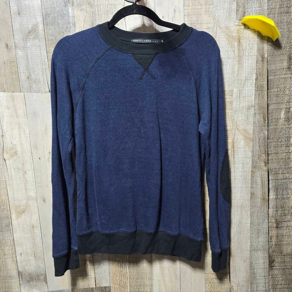 Scott Free Navy Elbow Patch Tencel Blend Mens Sweatshirt Small Basic Minimalist